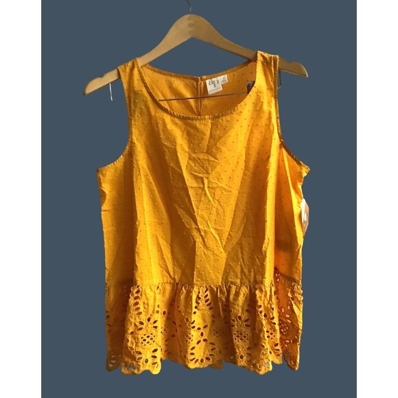 ADYSON PARKER- WOMENS ORANGE CREW NECK BOTTOM RUFFLE BUTTON CLOSURE SIZE MEDIUM - Picture 1 of 6